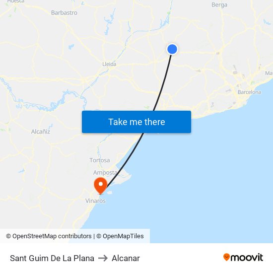 Sant Guim De La Plana to Alcanar map