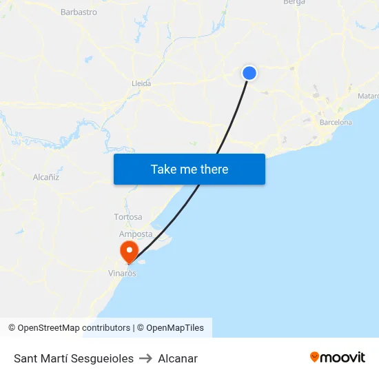 Sant Martí Sesgueioles to Alcanar map