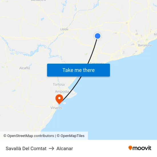 Savallà Del Comtat to Alcanar map