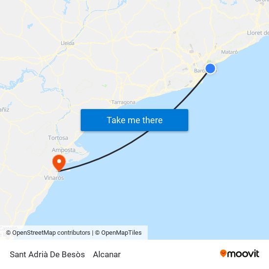 Sant Adrià De Besòs to Alcanar map