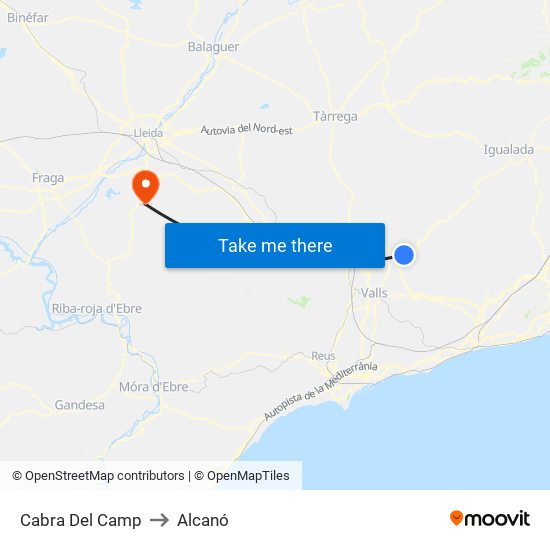 Cabra Del Camp to Alcanó map