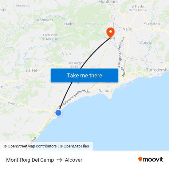 Mont-Roig Del Camp to Alcover map