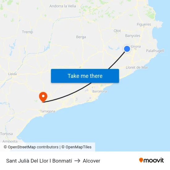 Sant Julià Del Llor I Bonmatí to Alcover map