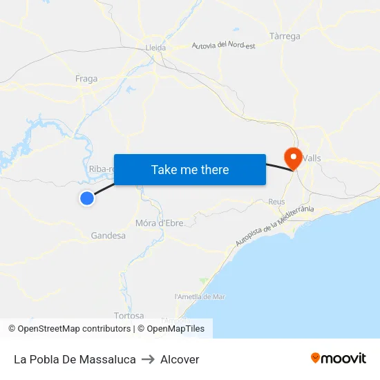 La Pobla De Massaluca to Alcover map