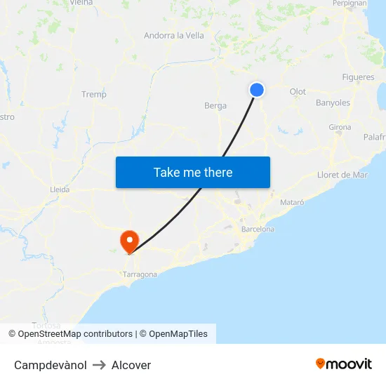 Campdevànol to Alcover map
