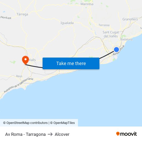 Av Roma - Tarragona to Alcover map