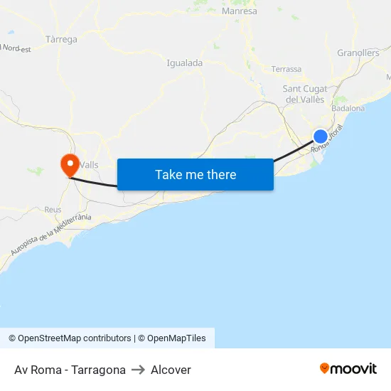 Av Roma - Tarragona to Alcover map