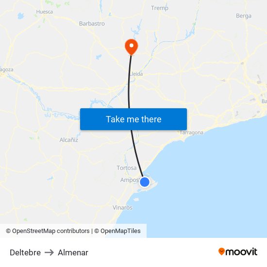 Deltebre to Almenar map