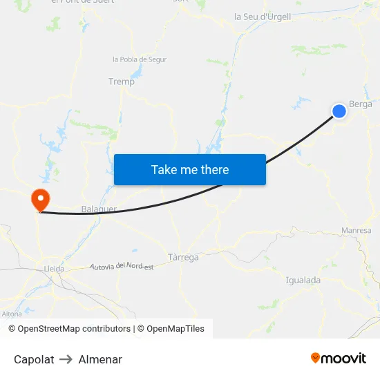 Capolat to Almenar map