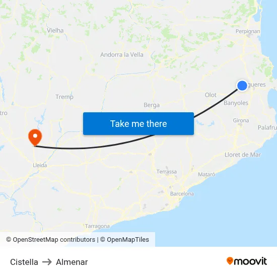 Cistella to Almenar map
