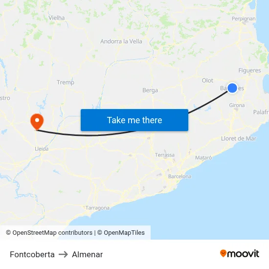 Fontcoberta to Almenar map