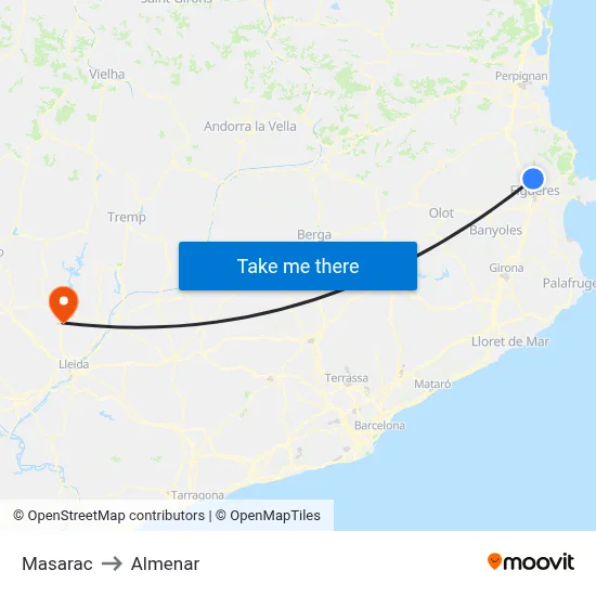 Masarac to Almenar map