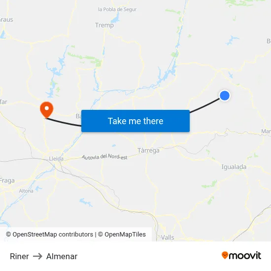 Riner to Almenar map