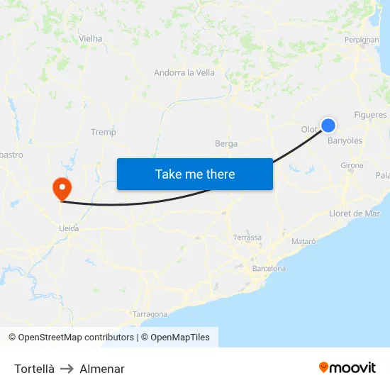 Tortellà to Almenar map