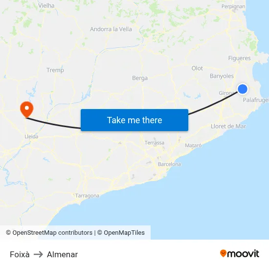 Foixà to Almenar map