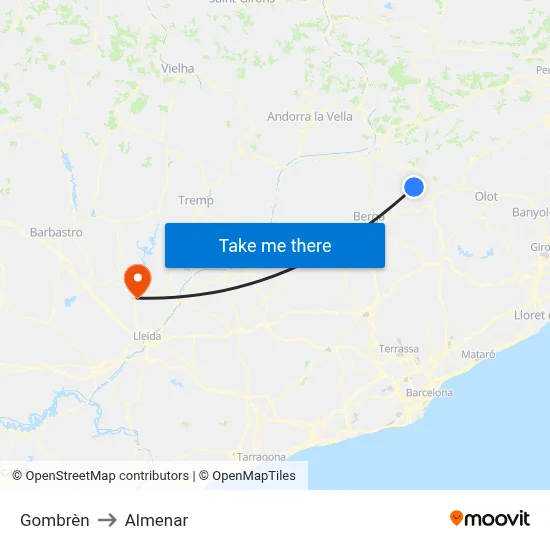 Gombrèn to Almenar map