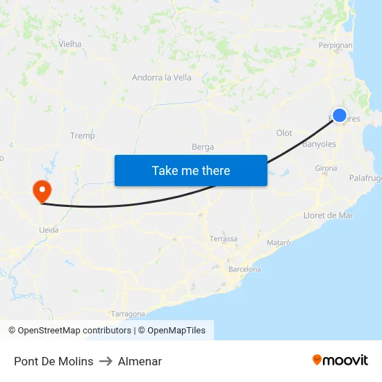Pont De Molins to Almenar map