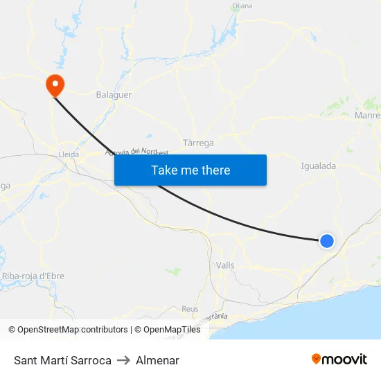 Sant Martí Sarroca to Almenar map