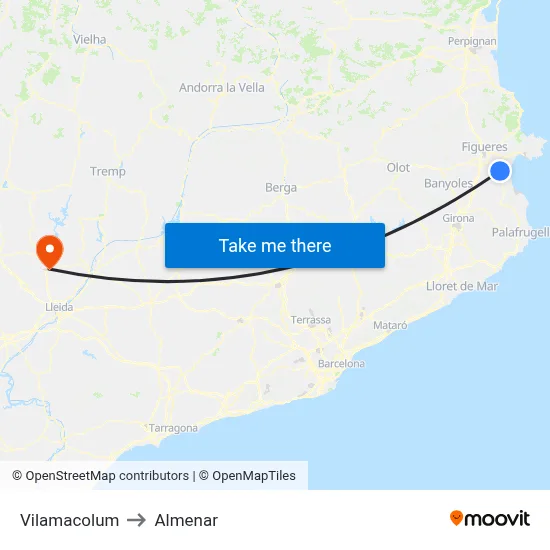 Vilamacolum to Almenar map