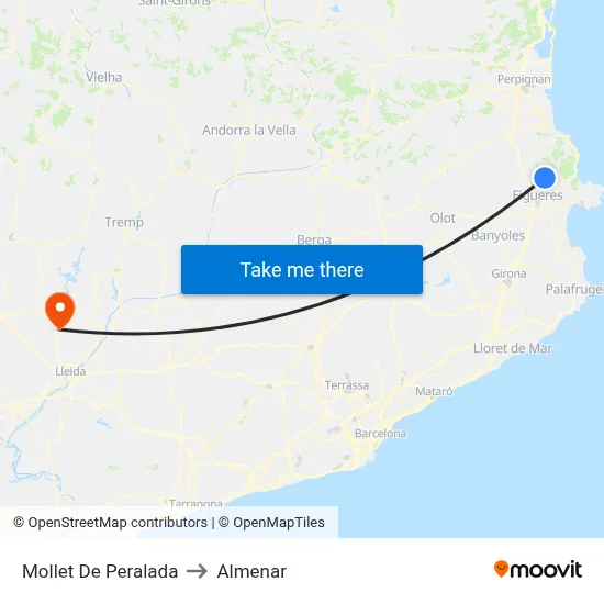 Mollet De Peralada to Almenar map