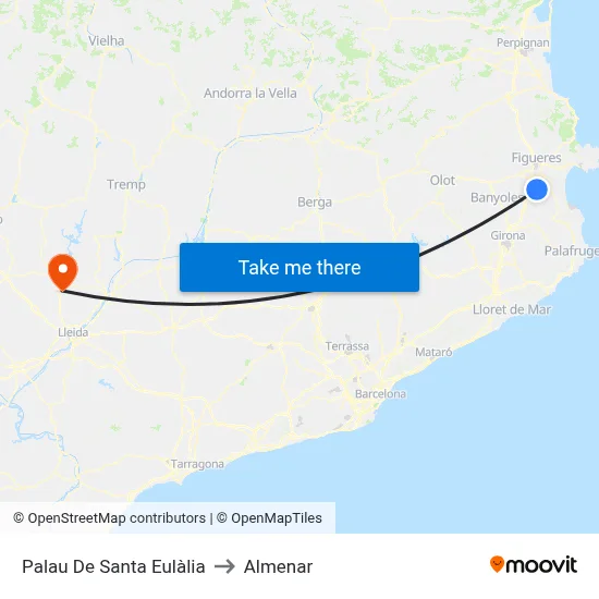 Palau De Santa Eulàlia to Almenar map