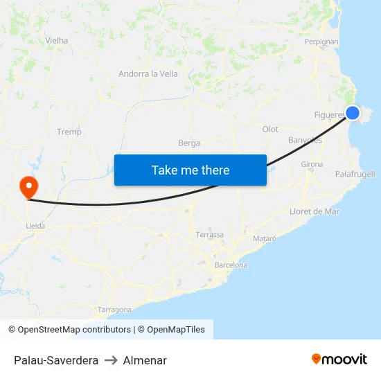 Palau-Saverdera to Almenar map