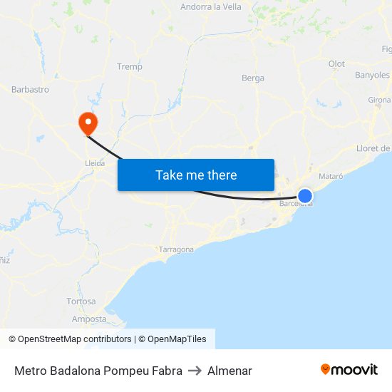 Metro Badalona Pompeu Fabra to Almenar map