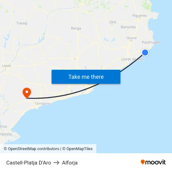 Castell-Platja D'Aro to Alforja map