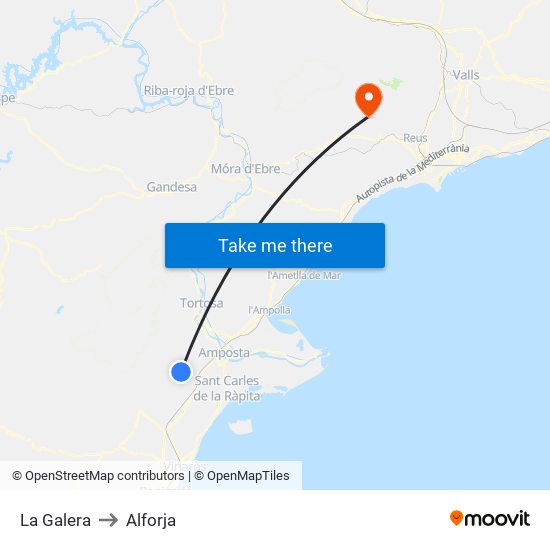 La Galera to Alforja map