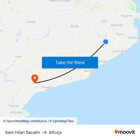 Sant Hilari Sacalm to Alforja map