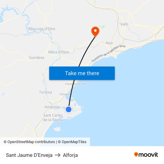 Sant Jaume D'Enveja to Alforja map