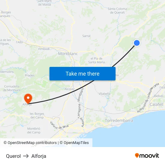 Querol to Alforja map