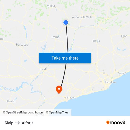 Rialp to Alforja map