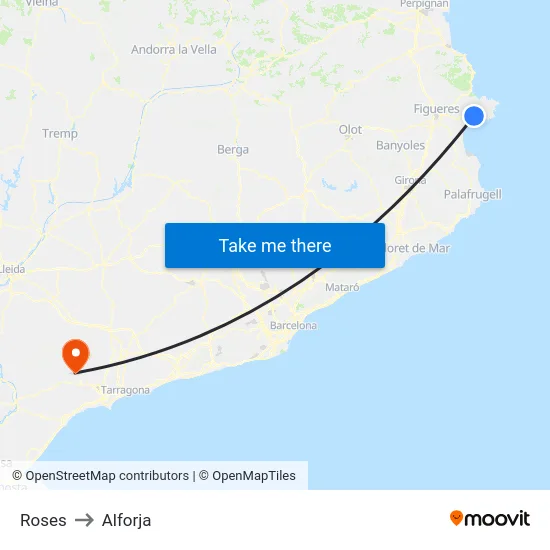 Roses to Alforja map