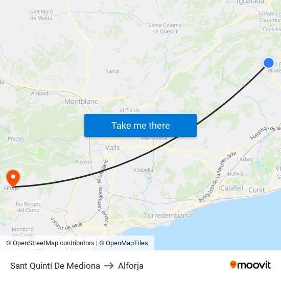 Sant Quintí De Mediona to Alforja map