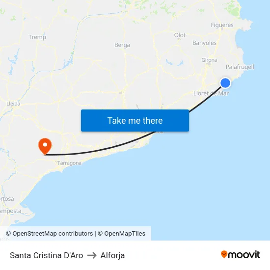 Santa Cristina D'Aro to Alforja map