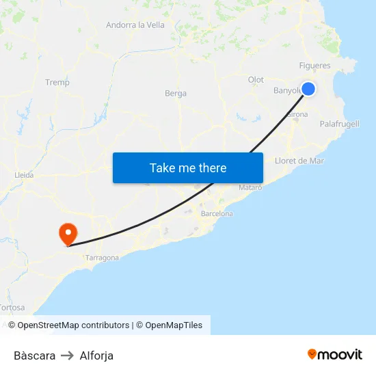 Bàscara to Alforja map