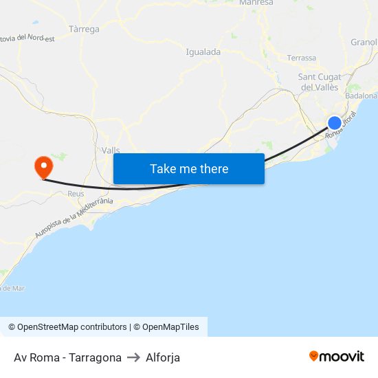 Av Roma - Tarragona to Alforja map