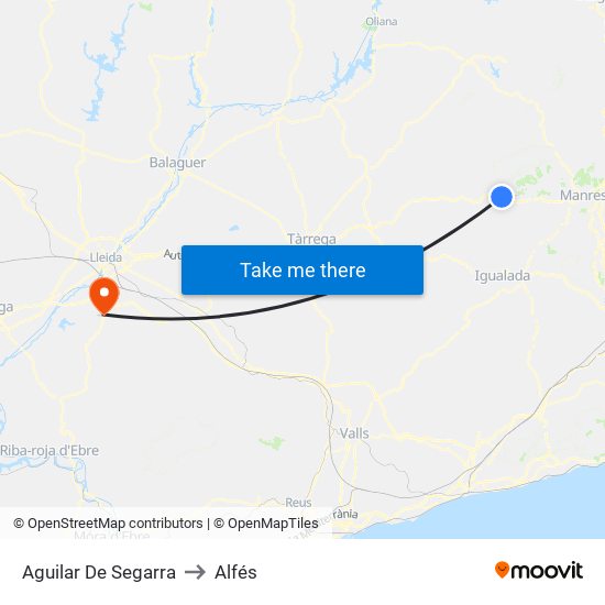 Aguilar De Segarra to Alfés map