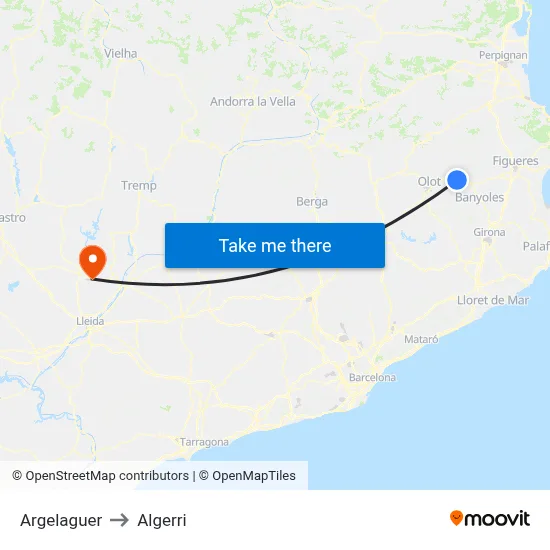 Argelaguer to Algerri map