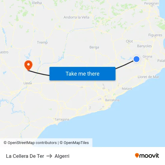 La Cellera De Ter to Algerri map