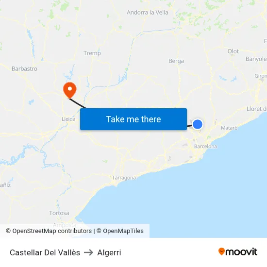 Castellar Del Vallès to Algerri map