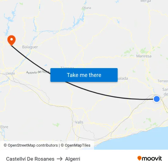Castellví De Rosanes to Algerri map