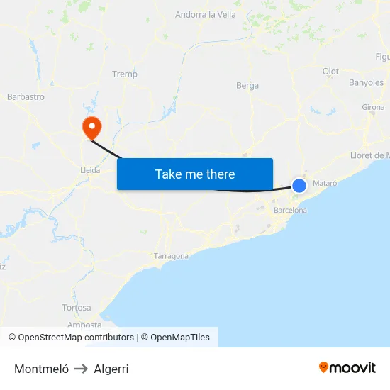 Montmeló to Algerri map