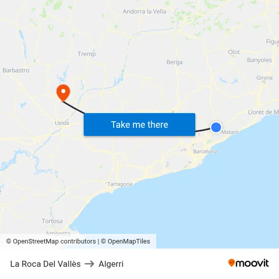 La Roca Del Vallès to Algerri map