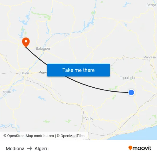 Mediona to Algerri map
