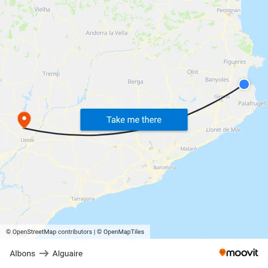 Albons to Alguaire map