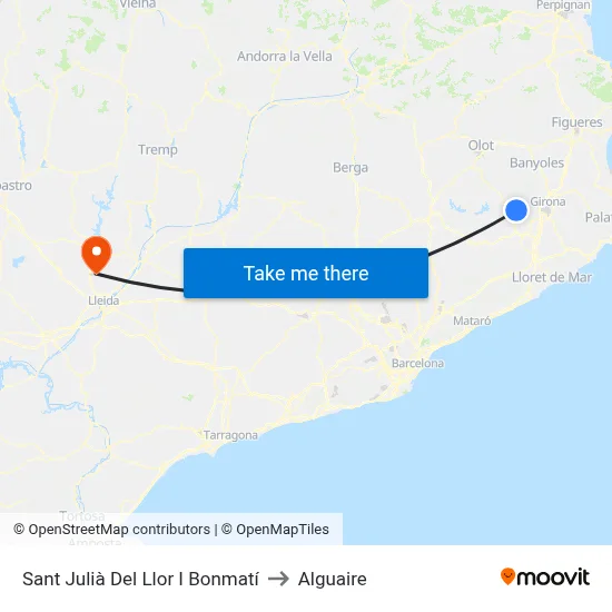 Sant Julià Del Llor I Bonmatí to Alguaire map