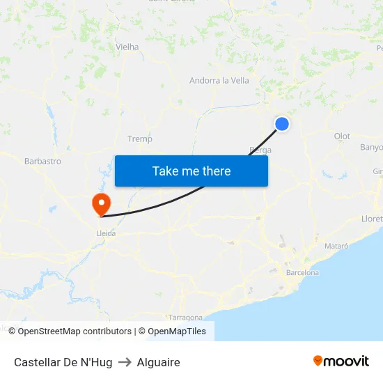 Castellar De N'Hug to Alguaire map