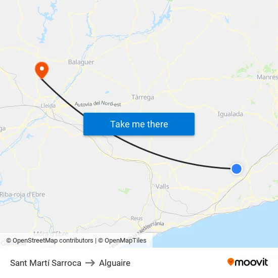 Sant Martí Sarroca to Alguaire map